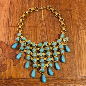 Rare Dannijo Skull Bib Runway Statement Necklace Turquoise Color